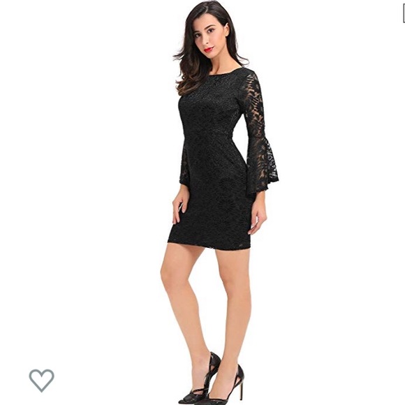 Reversible Bell Sleeve Lace Bodycon Mini Dress - Picture 5 of 6